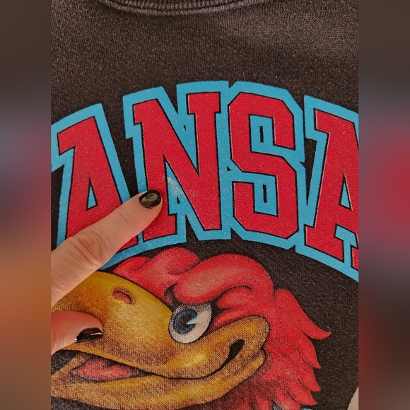 Vintage‎ retro 90's KU University of Kansas Jayhawks sweatshirt Salem unisex - Picture 4 of 7